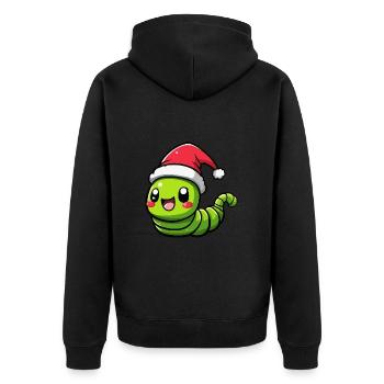 Wurm Weihnachten Niedlich - Unisex Premium Bio Zip Hoodie - Schwarz - Hinten - Nico (187cm)