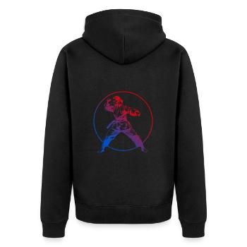 Karate Silhouette Colorful - Unisex Premium Organic Zip Hoodie - black - Back - Nico (187cm)