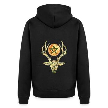 tête de cerf avec pentagramme e 277 - Veste à capuche bio Premium Unisexe - noir - Dos - Nico (187cm)