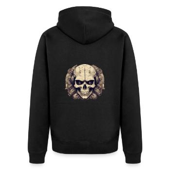 Bionic Skull - Comic Style Logo - Unisex Premium Organic Zip Hoodie - black - Back - Nico (187cm)