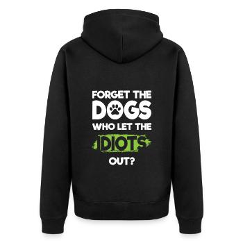 Idiot Work Evil Provocation - Unisex Premium Organic Zip Hoodie - black - Back - Nico (187cm)