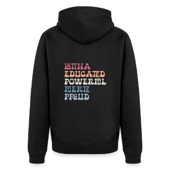 Latina Educated Powerful Fuerte Proud Feminist - Veste à capuche bio Premium Unisexe - noir - Dos - Nico (187cm)
