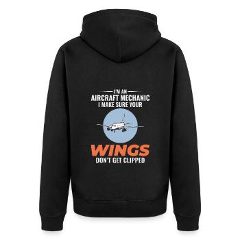 Fluggerätmechaniker Techniker für die Wartung der Luftfahrt - Unisex Premium Bio Zip Hoodie - Schwarz - Hinten - Nico (187cm)