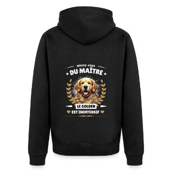 Méfiez-vous du maître, le golden est inoffensif! - Veste à capuche bio Premium Unisexe - noir - Dos - Nico (187cm)