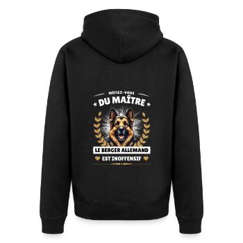 Méfiez-vous du maître, le berger est inoffensif! - Veste à capuche bio Premium Unisexe - noir - Dos - Nico (187cm)