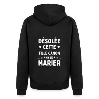 Désolée cette fille canon va se marier - Veste à capuche bio Premium Unisexe - noir - Dos - Nico (187cm)