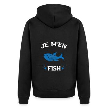 Je M'en Fish Cadeau Pêcheur Drôle Pêche - Veste à capuche bio Premium Unisexe - noir - Dos - Nico (187cm)