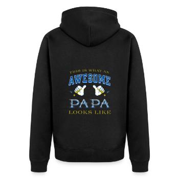 So sieht ein toller Papa aus Lustiger Vater - Unisex Premium Bio Zip Hoodie - Schwarz - Hinten - Nico (187cm)