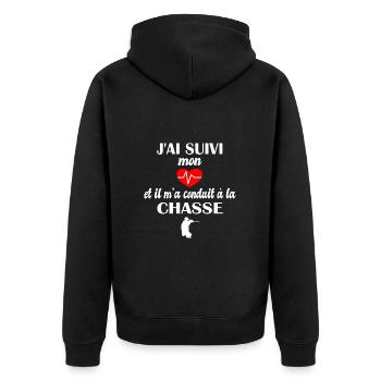J'ai suivi mon coeur et il m'a conduit à la chasse - Veste à capuche bio Premium Unisexe - noir - Dos - Nico (187cm)