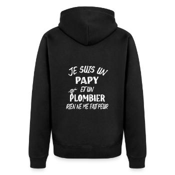 Papy plombier humour idée cadeau plomberie t-shirt - Veste à capuche bio Premium Unisexe - noir - Dos - Nico (187cm)