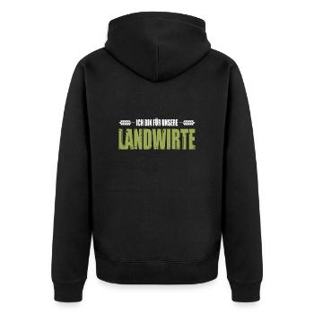 Bauerndemo Ich Bin Für Unsere Landwirte Demo - Unisex Premium Bio Zip Hoodie - Schwarz - Hinten - Nico (187cm)