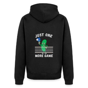 Pickleball - Nur noch ein Spiel - Unisex Premium Bio Zip Hoodie - Schwarz - Hinten - Nico (187cm)