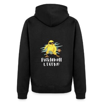 Pickleball Legende - Unisex Premium Bio Zip Hoodie - Schwarz - Hinten - Nico (187cm)