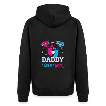Pink or Blue, Daddy Loves You - Unisex Premium Organic Zip Hoodie - black - Back - Nico (187cm)