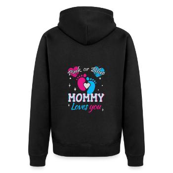 Pink or Blue, Mommy Loves You - Unisex Premium Organic Zip Hoodie - black - Back - Nico (187cm)