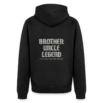 Frère Oncle Légende Je ne cesse de m’améliorer - Veste à capuche bio Premium Unisexe - noir - Dos - Nico (187cm)