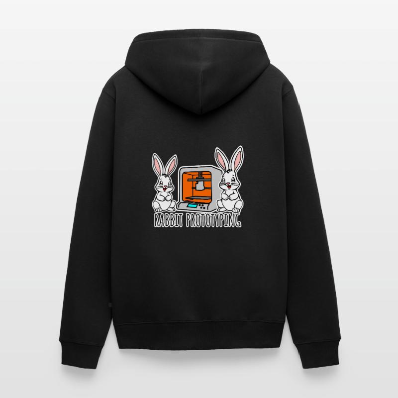 Rabbit Prototyping - Printing rabbits with 3D printer Unisex Premium Organic Zip Hoodie