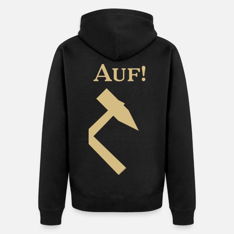 Partnershirt - Glück Auf! - Auf - Unisex Premium Bio Zip Hoodie - Schwarz