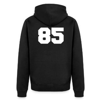 85 Numéro porte-bonheur Numéro d’anniversaire Collegestyle - Veste à capuche bio Premium Unisexe - noir - Dos - Nico (187cm)