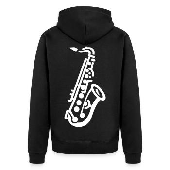 Dessin de saxophone - Veste à capuche bio Premium Unisexe - noir - Dos - Nico (187cm)