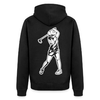 Golfer Sketch - Unisex Premium Organic Zip Hoodie - black - Back - Nico (187cm)