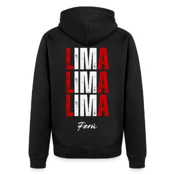 Lima Peru, Peruvian pride - Unisex Premium Organic Zip Hoodie - black - Back - Nico (187cm)