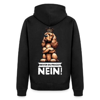 Before you ask: Cocker Spaniel Cocker Dog - Unisex Premium Organic Zip Hoodie - black - Back - Nico (187cm)