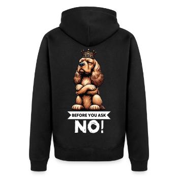 Before You Ask Cocker Spaniel Cockerhund - Unisex Premium Organic Zip Hoodie - black - Back - Nico (187cm)
