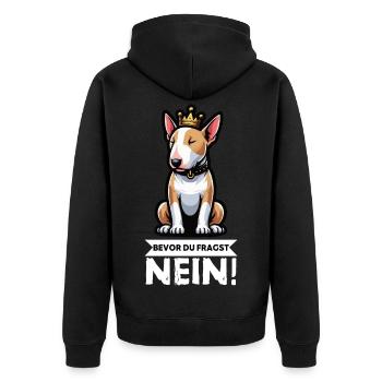 Bevor Du Fragst Miniatur Bullterrier Bully Bullys - Unisex Premium Bio Zip Hoodie - Schwarz - Hinten - Nico (187cm)