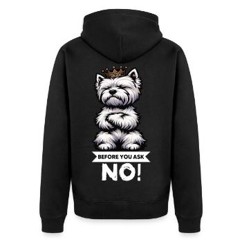 Avant de demander Westie, terrier des Highlands de l’Ouest - Veste à capuche bio Premium Unisexe - noir - Dos - Nico (187cm)