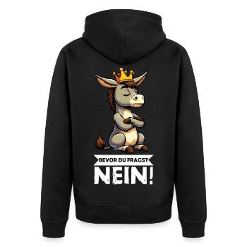 Bevor Du Fragst Nein Esel Eselchen Eselhalter   - Unisex Premium Bio Zip Hoodie - Schwarz - Hinten - Nico (187cm)