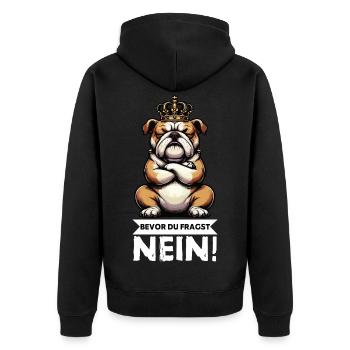 Before you ask No English Bulldog Bully - Unisex Premium Organic Zip Hoodie - black - Back - Nico (187cm)