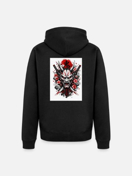 Dämonen Oni Katana - Unisex Premium Bio Zip Hoodie - Schwarz