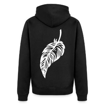 Die weiße Feder - Unisex Premium Bio Zip Hoodie - Schwarz - Hinten - Nico (187cm)