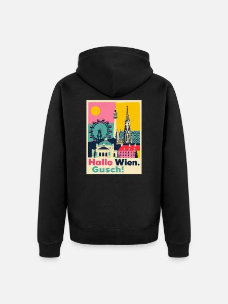 Wien-Vienna-Unfreundlich-Freundlichkeit - Unisex Premium Bio Zip Hoodie - Schwarz