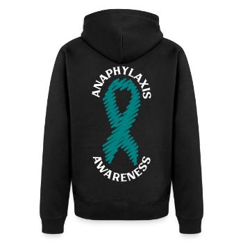 Anaphylaxie Aufklärung - Türkises Band - Unisex Premium Bio Zip Hoodie - Schwarz - Hinten - Nico (187cm)