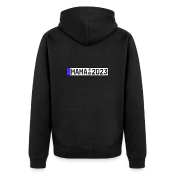 Mama 2023 Mutter werden Nummernschild - Unisex Premium Bio Zip Hoodie - Schwarz - Hinten - Nico (187cm)