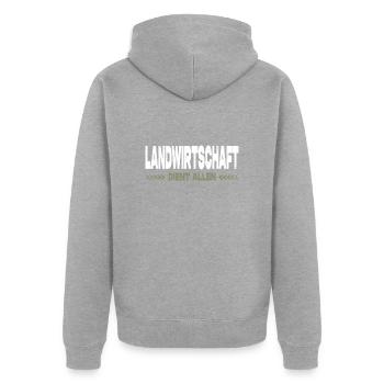 Bauernprotest Landwirt Landwirtschaft Dient Allen - Unisex Premium Bio Zip Hoodie - Grau meliert - Hinten - Nico (187cm)