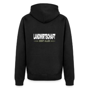 Bauernprotest Landwirt Landwirtschaft Dient Allen - Unisex Premium Bio Zip Hoodie - Schwarz - Hinten - Nico (187cm)