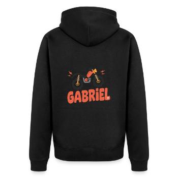 Gabriel personnalisé pour gabriel motocross moto - Veste à capuche bio Premium Unisexe - noir - Dos - Nico (187cm)