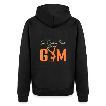 Ich kann kein Fitnessstudio haben | Gymnastik-Geschenk | Fitnessstudio - Unisex Premium Bio Zip Hoodie - Schwarz - Hinten - Nico (187cm)
