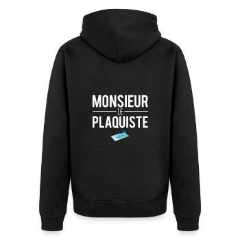 Monsieur le plaquiste blague plaquiste humour - Veste à capuche bio Premium Unisexe - noir - Dos - Nico (187cm)