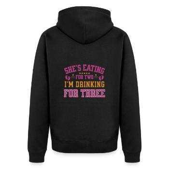 She's Eating For Two I'm Drinking For Three Daddy - Unisex Premium Organic Zip Hoodie - black - Back - Nico (187cm)