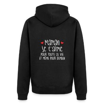 Maman je t'aime - Mère - Bébé - Naissance - Amour - Veste à capuche bio Premium Unisexe - noir - Dos - Nico (187cm)