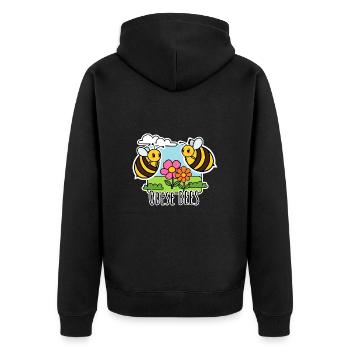 Übergewichtige Bienen - Obese Bees - Unisex Premium Bio Zip Hoodie - Schwarz - Hinten - Nico (187cm)