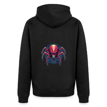 Buntes abstraktes Spinnen Design Spinnentiere - Unisex Premium Bio Zip Hoodie - Schwarz - Hinten - Nico (187cm)