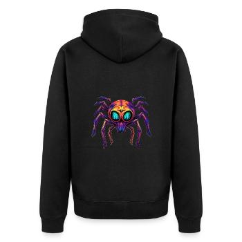 Buntes abstraktes Spinnen Design Spinnentiere - Unisex Premium Bio Zip Hoodie - Schwarz - Hinten - Nico (187cm)