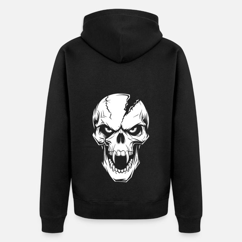 Wütender schreiender Skull - Unisex Premium Bio Zip Hoodie - Schwarz