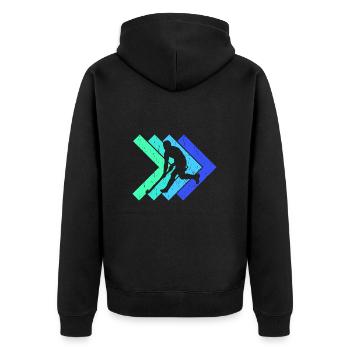 Retro Field Hockey Indoor Hockey Players - Unisex Premium Organic Zip Hoodie - black - Back - Nico (187cm)