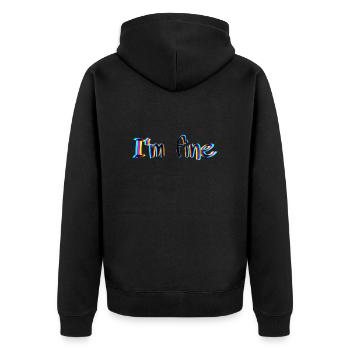 I‘m fine - Unisex Premium Bio Zip Hoodie - Schwarz - Hinten - Nico (187cm)